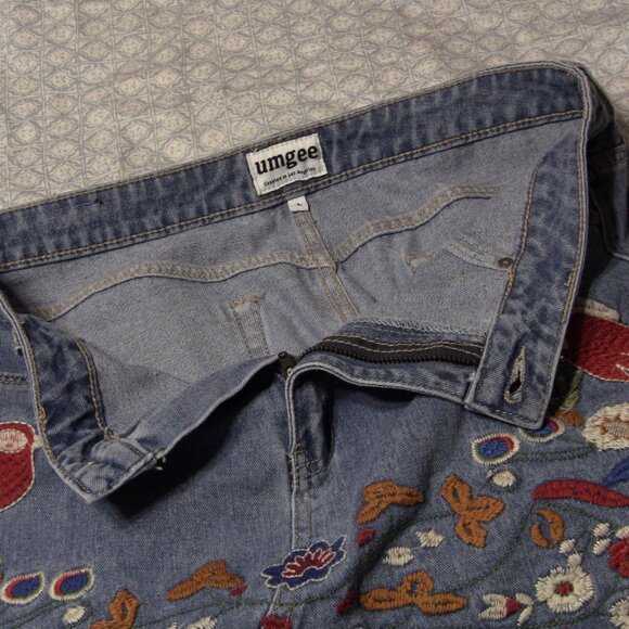 Umgee Embroidered Denim Skirt - size L - Picture 4 of 8